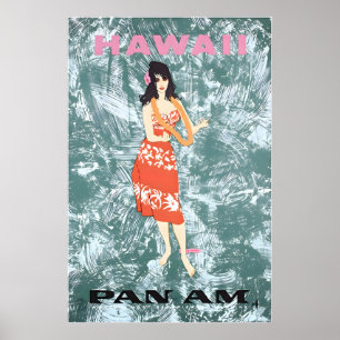 Hawaiianische Kunst Hawaii Druck Pan Am Reiseplaka Poster