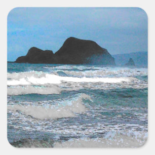 Hawaiianische Küsteninsel tropisches Paradies Quadratischer Aufkleber