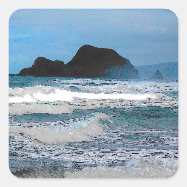 Hawaiianische Küsteninsel tropisches Paradies Quadratischer Aufkleber (Vorderseite)