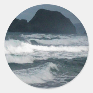 Hawaiianische Küsteninsel tropisches Paradies Runder Aufkleber