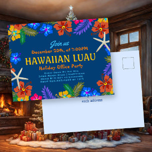 Hawaiianische Luau-Feiertags-Bürofeier Hibiskus Postkarte
