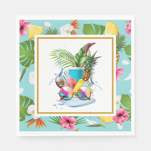 Hawaiianische Luau-Party Serviette (Vorderseite)