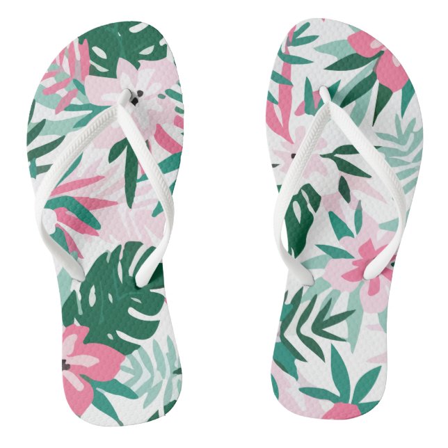 Hawaiianische Muster Rosa Blume Flip Flops (Fußbett)