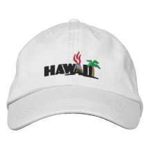 Hawaiianische Palmen und Vulkane bestickte Cap