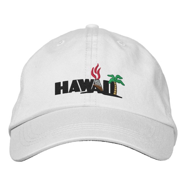 Hawaiianische Palmen und Vulkane bestickte Cap Kappe (Vorderseite)