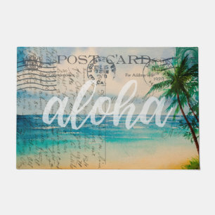 Hawaiianische Palmen Vintage Postkarte Fußmatte
