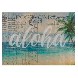 Hawaiianische Palmen Vintage Postkarte Schneidebrett