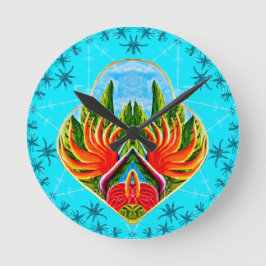 Hawaiianische Paradiesvögel (blau) Runde Wanduhr