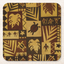 Hawaiianische Petroglyph-Krieger Tiki-Bar-Unterset