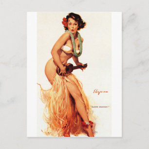 Hawaiianische Pin-Up Postkarte