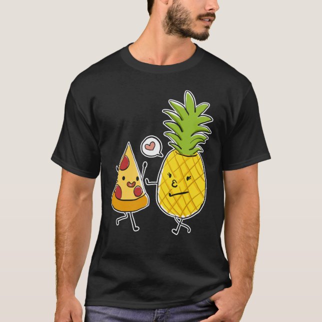 Hawaiianische Pizzaausschnitt in Liebe mit einer T-Shirt (Vorderseite)