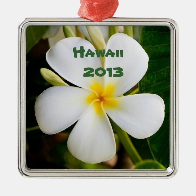 Hawaiianische Plumeria-Blume Keepake Ornament Aus Metall (Vorne)