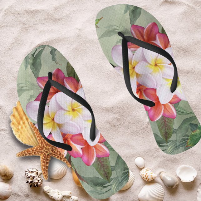 Hawaiianische Plumeria-Blüten Drehte Flop Flip Flops (Von Creator hochgeladen)