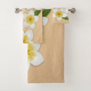 Hawaiianische Plumeria Frangipani Tropische Blume Badhandtuch Set