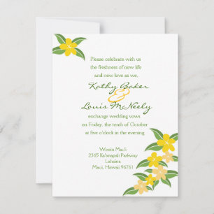 Hawaiianische Plumeria Hochzeitseinladung - 4,25 x Einladung