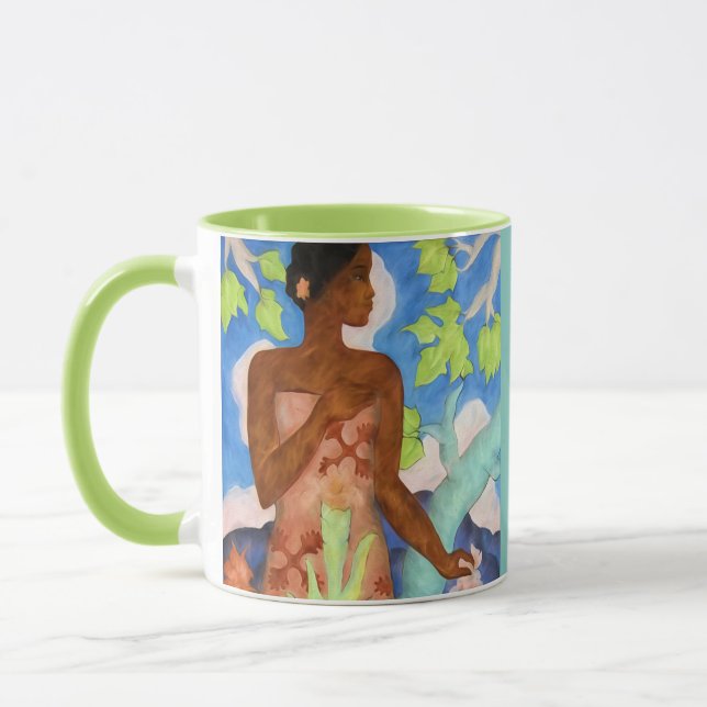 Hawaiianische polynesische Frau mit Monogramm Vint Tasse (Links)