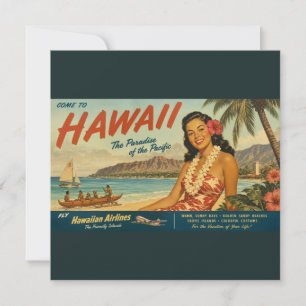 Hawaiianische Reisewerbung im Vintage-Stil Feiertagskarte