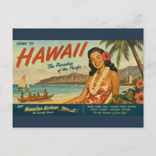 Hawaiianische Reisewerbung im Vintage-Stil Feiertagspostkarte