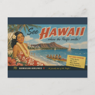 Hawaiianische Reisewerbung im Vintage-Stil Feiertagspostkarte