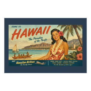 Hawaiianische Reisewerbung im Vintage-Stil Fotodruck