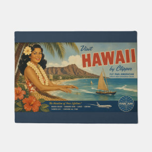 Hawaiianische Reisewerbung im Vintage-Stil Fußmatte