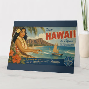 Hawaiianische Reisewerbung im Vintage-Stil Karte