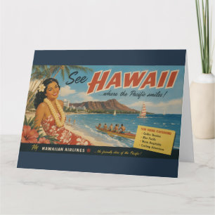 Hawaiianische Reisewerbung im Vintage-Stil Karte