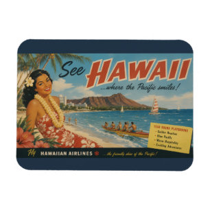 Hawaiianische Reisewerbung im Vintage-Stil Magnet
