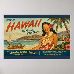 Hawaiianische Reisewerbung im Vintage-Stil Poster