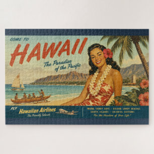 Hawaiianische Reisewerbung im Vintage-Stil Puzzle