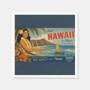 Hawaiianische Reisewerbung im Vintage-Stil Serviette