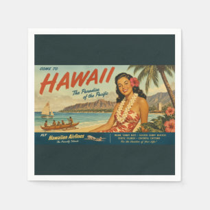 Hawaiianische Reisewerbung im Vintage-Stil Serviette