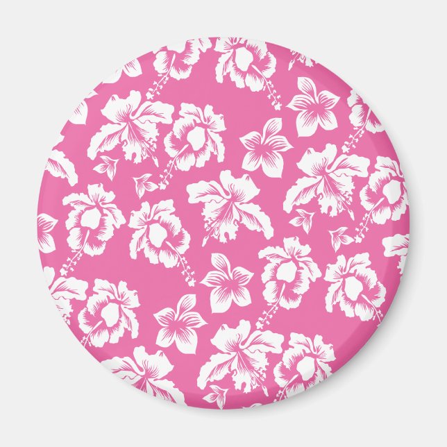 Hawaiianische Rosa Blume Magnet (Vorne)