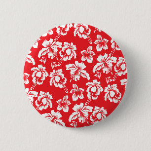 Hawaiianische Rote Blume Button