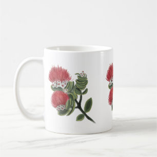 Hawaiianische rote Lehua-Tropenblumen-Wasserfarbe  Kaffeetasse