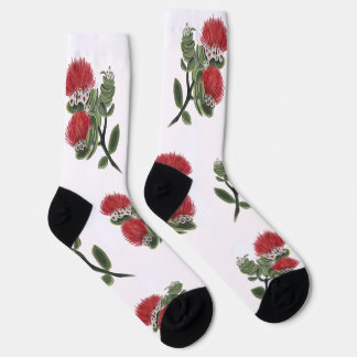Hawaiianische rote Lehua-Tropenblumen-Wasserfarbe Socken