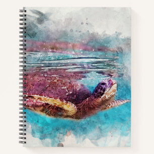 Hawaiianische Schildkröte Aquarellmalerei Notizbuch