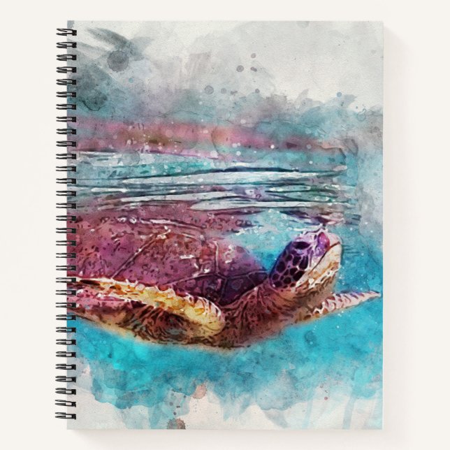 Hawaiianische Schildkröte Aquarellmalerei Notizbuch (Vorderseite)