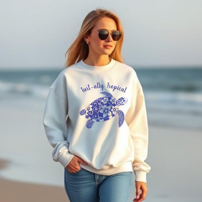 Hawaiianische Schildkröte - Fischler Core - Ozean  Sweatshirt (Hawaiian Turtle Tropical Flowers Fisherman Core Fisherman Aesthetics Sweatshirt )