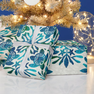 Hawaiianische Schrift Honu Meeresschildkrötenquilt Geschenkpapier