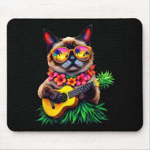 Hawaiianische Siamkatze ne Ukulele Sommerferien Mousepad