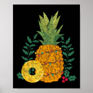 Hawaiianische Sommerfrucht Ananas Tropisches Weihn Poster
