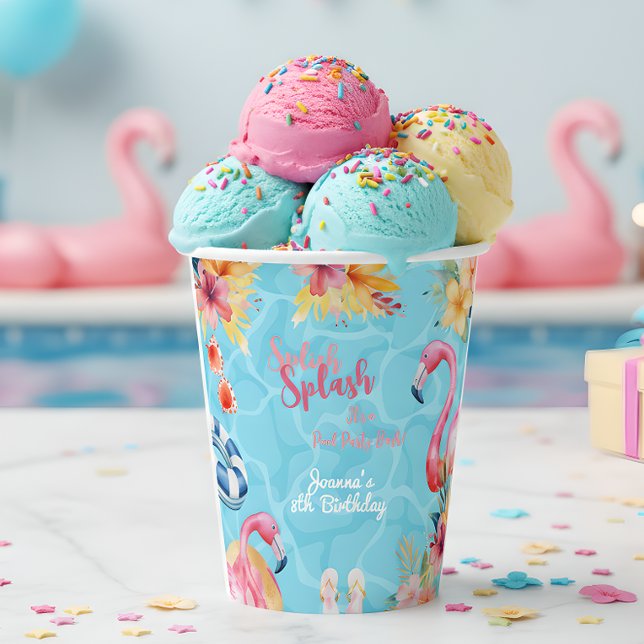 Hawaiianische Splash Sommerpool Geburtstagsparty Pappbecher (Von Creator hochgeladen)