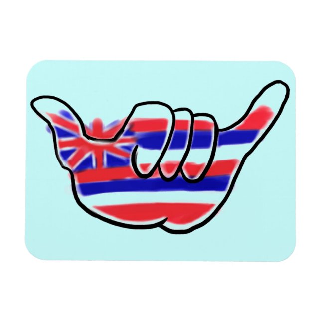 Hawaiianische Staatsflagge Shaka Symbol Andenken-M Magnet (Horizontal)