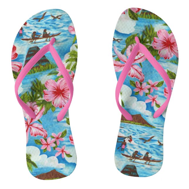 Hawaiianische Szenen Flip Flops (Fußbett)