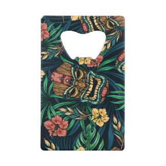 Hawaiianische Tiki-Maske Tropical Pattern Geldbeutel Flaschenöffner