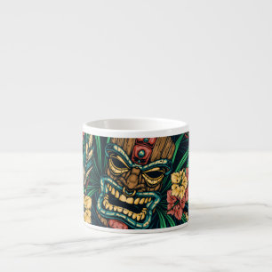 Hawaiianische Tiki-Maske Tropisches Muster Espressotasse