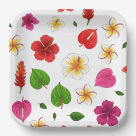 Hawaiianische Tropenblumen Pappteller
