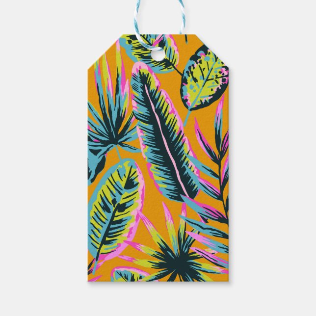 Hawaiianische tropische Blätter und Pflanze Druckm Geschenkanhänger (Vorderseite)