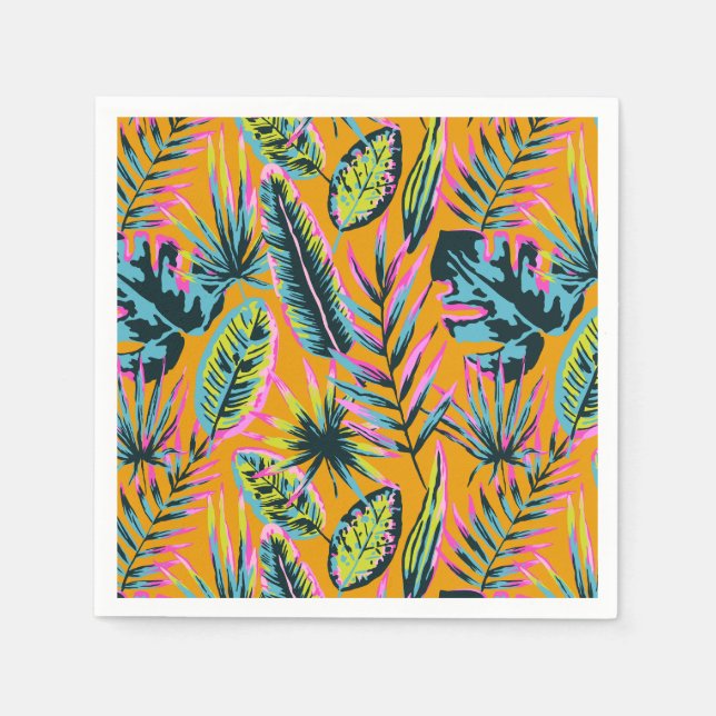 Hawaiianische tropische Blätter und Pflanze Druckm Serviette (Vorderseite)